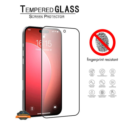 For Apple iPhone 16 (6.1") Anti-Fingerprint Tempered Glass Screen Protector 9H Hardness, HD, Bubble-Free Protector Clear