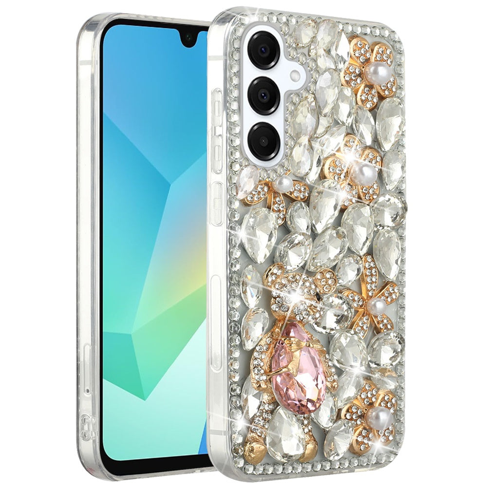 For Samsung Galaxy A16 5G Bling Crystal 3D Full Diamonds Luxury Sparkle Rhinestone Hybrid Protective Case Cover