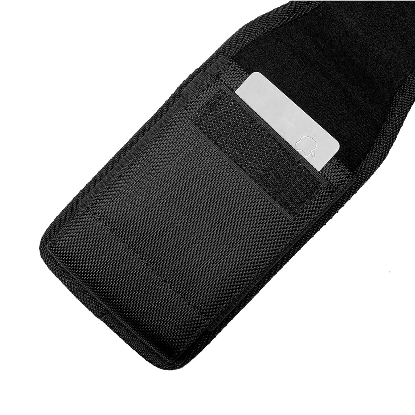 For Apple iPhone 16 Pro Max (6.9") Pouch Case Universal Vertical Canvas Built in Credit Card ID Slot and Belt Clip Loop Holster Cell Phone Holder Cover [Black]