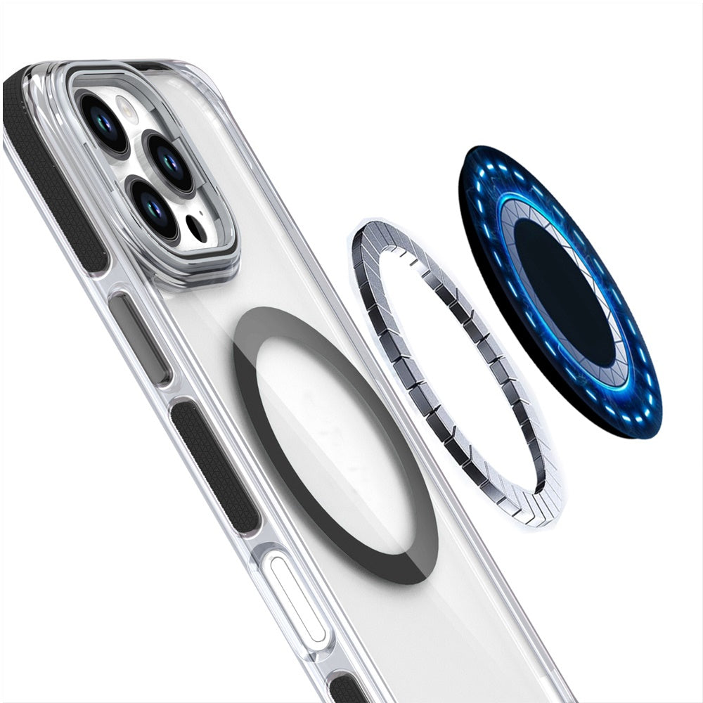 For Samsung Galaxy S23 FE /Fan Edition 5G Hybrid Clear Invisible Camera Bracket Stand [With Magsafe Magnetic Circle] Color Frame Case Cover