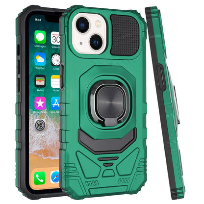 For Apple iPhone 16 Plus (6.7") Hybrid Dual Layer with Rotate Magnetic Ring Stand Holder Kickstand, Rugged Shockproof Case Cover