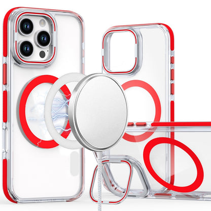 Apple iPhone 16 Plus (6.7") Hybrid Clear Invisible Camera Bracket Stand [With Magsafe Magnetic Circle] Shockproof Color Frame