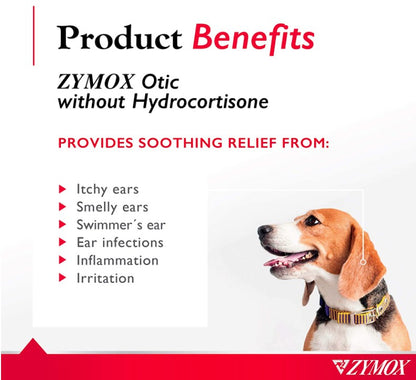 Zymox Enzymatic Ear Solution Hydrocortisone Free for Dogs and Cats [Dog Supplies] 1.25 oz