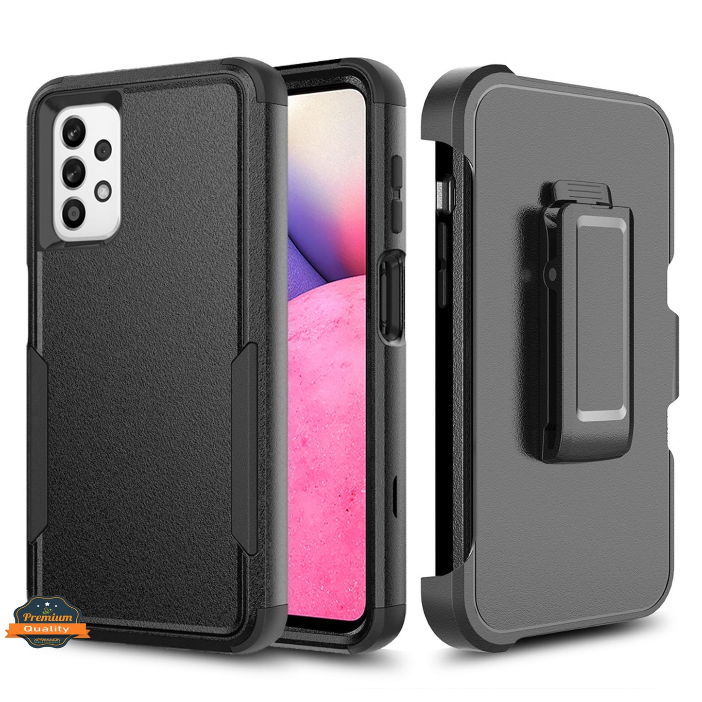 For Apple iPhone 16 Pro (6.3") Heavy Duty Rugged Shockproof Body Protection Hybrid Kickstand with Swivel Belt Clip Holster Case Cover Black