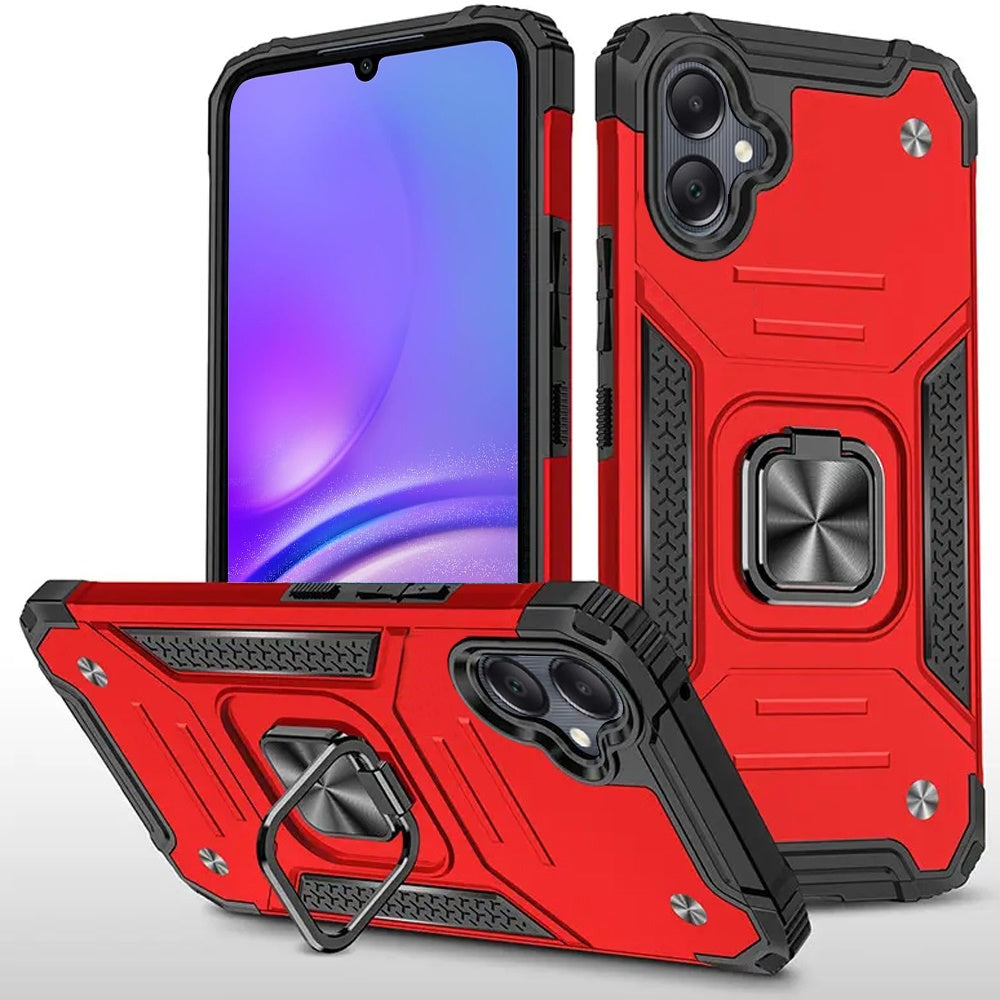 For Samsung Galaxy A06 Armor Hybrid with Ring Holder Kickstand Shockproof Heavy-Duty Durable Rugged TPU Dual Layer Case Cover