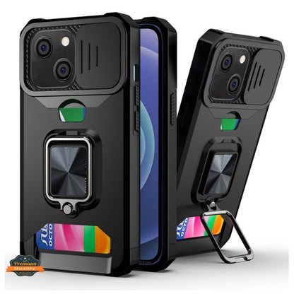 For Apple iPhone 15 Pro Max (6.7") Wallet Designed with Camera Protection, Card Slot & Ring Stand Magnetic Car Mount  Phone Case Cover