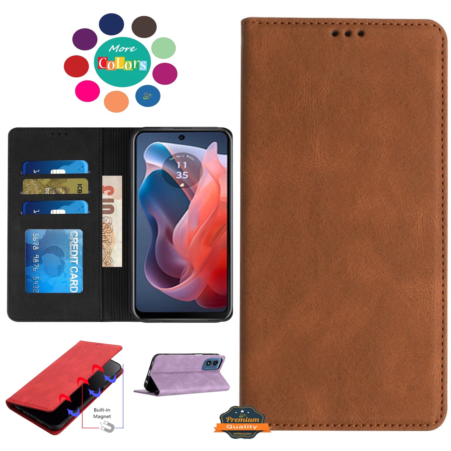 For Samsung Galaxy A16 5G Wallet Pouch with Credit Card Holder Flip Card Slots, Kickstand and Magnetic Closure PU Vegan Leather Case Cover