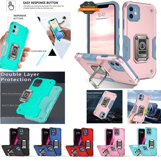 For Samsung Galaxy S24 FE /Fan Edition Hybrid 2 in 1 Hard PC TPU Heavy Duty Rugged Bumper Shockproof with Magnetic Ring Kickstand Case Cover