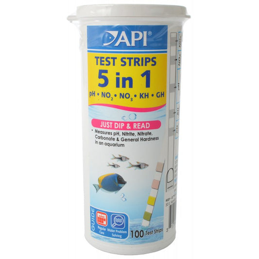 API 5 in 1 Aquarium Test Strips for Freshwater and Saltwater Aquariums [Aquarium Supplies for Aquarium] 300 count (3 x 100 ct)