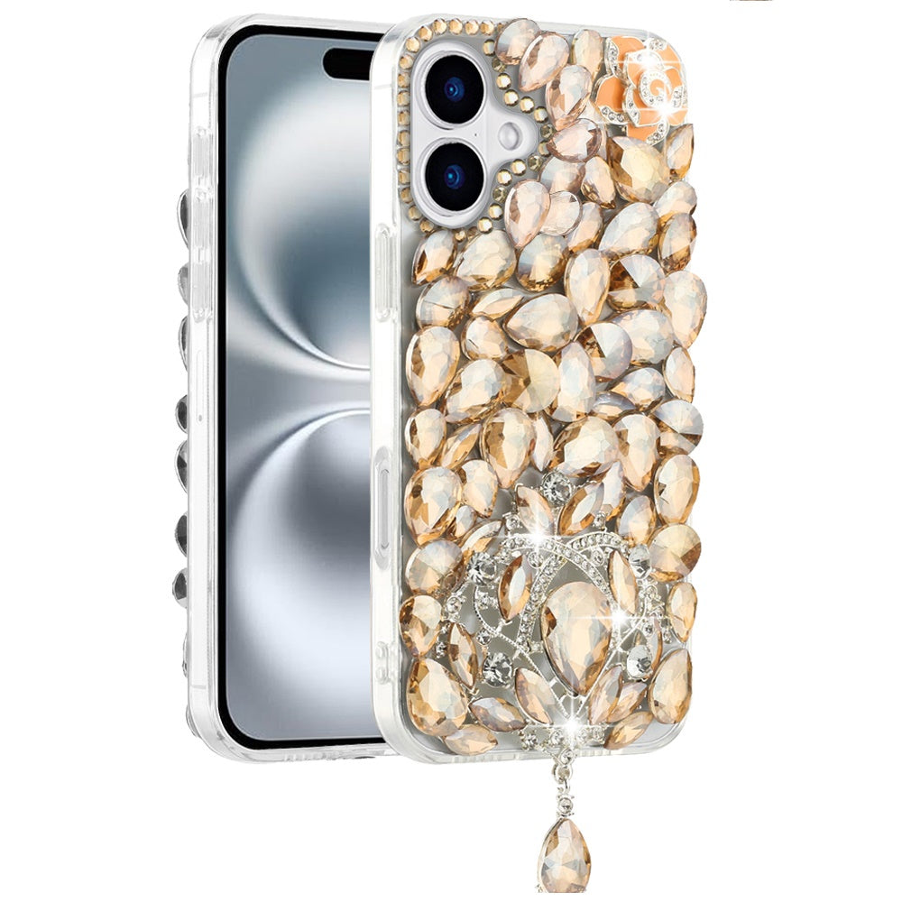 For Apple iPhone 12 / 12 Pro Bling Crystal 3D Full Diamonds Jewelry Luxury Sparkle Rhinestone Glitter Hybrid Protective Case Cover