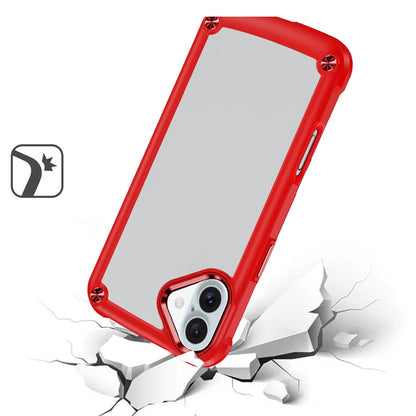 For Apple iPhone 16 (6.1") Hybrid Transparent Rubber with Metal Buttons & Camera Edges Hard TPU Corner Bumper Case Cover