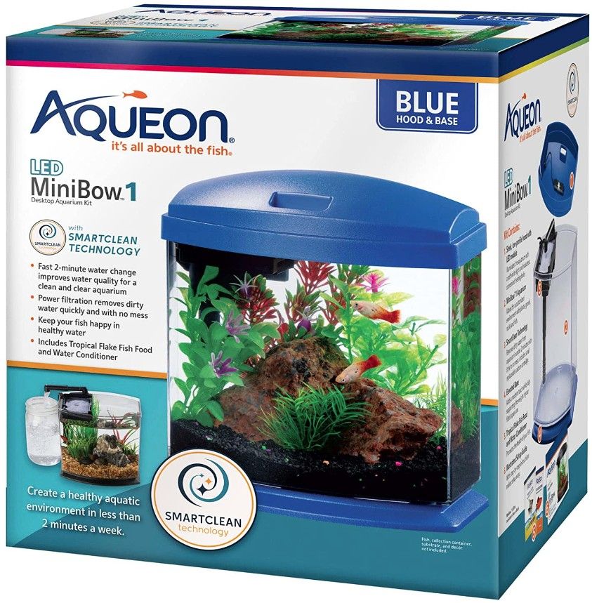 Aqueon [Glass & Acrylic Aquariums] Aqueon LED MiniBow 1 SmartClean Aquarium Kit Blue