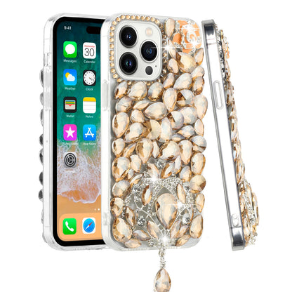 For Apple iPhone 12 / 12 Pro Bling Crystal 3D Full Diamonds Jewelry Luxury Sparkle Rhinestone Glitter Hybrid Protective Case Cover