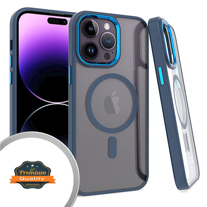 For Apple iPhone 16 Plus (6.7") Magnetic Case with Built in Magnets Compatible with MagSafe, Clear Slim Hybrid Frame Bumper Case Cover Clear / Blue