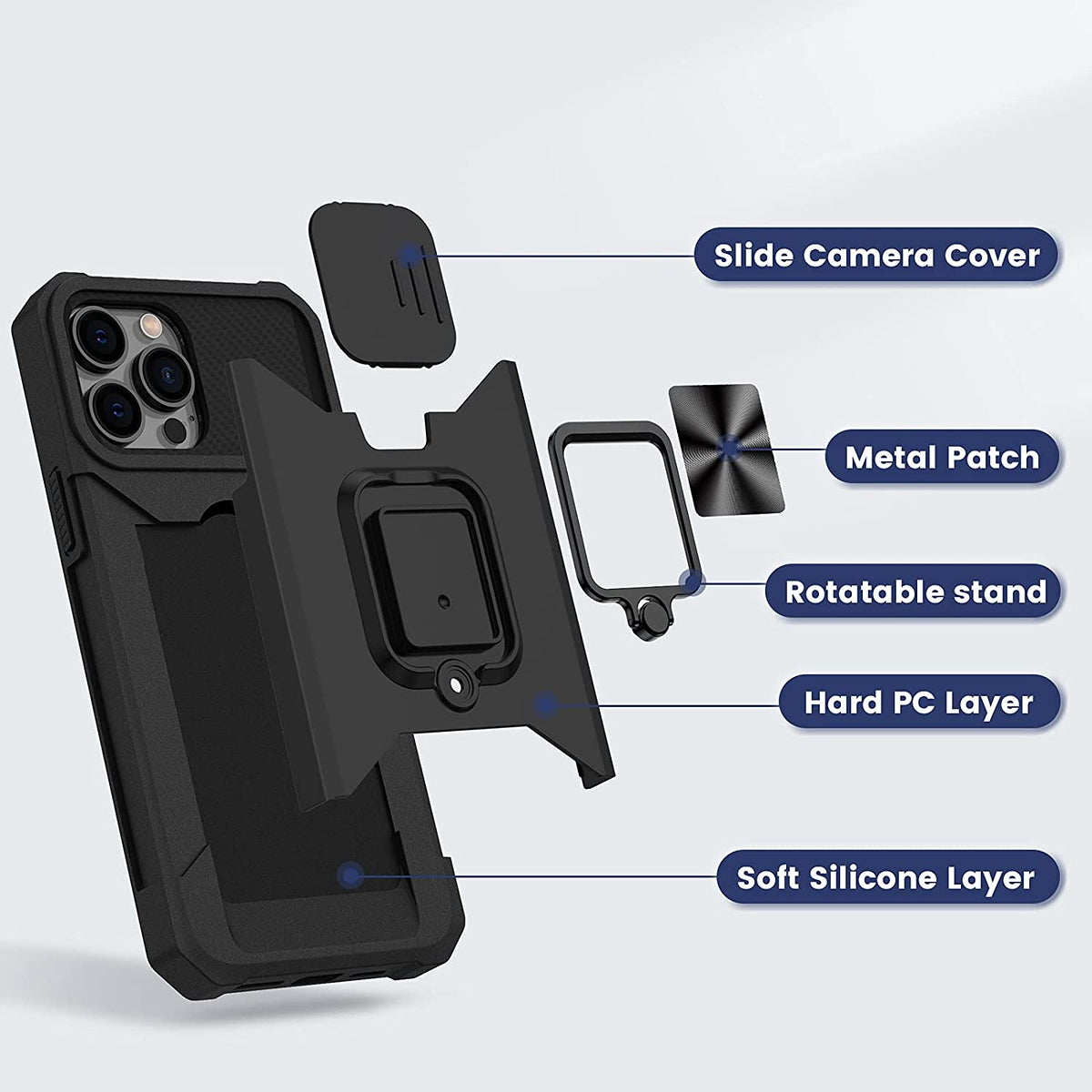 For Apple iPhone 15 Pro Max (6.7") Wallet Designed with Camera Protection, Card Slot & Ring Stand Magnetic Car Mount  Phone Case Cover