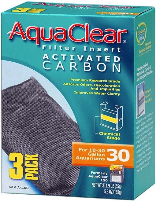 Aquaclear Activated Carbon Filter Inserts [Filter & Bio Bags] Size 30 - 3 count