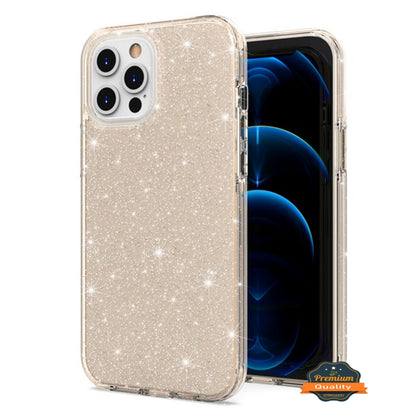 For Apple iPhone 15 Pro Max (6.7") Glitter Sparkle Bling Shiny Slim Hybrid Shockproof Rubber Silicone Soft TPU Protective  Phone Case Cover