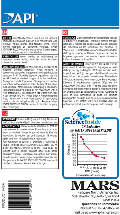 API Water Softener Pillow Size 5 Filtration Media to Reduce General Hardness [Aquarium Supplies] 1 count