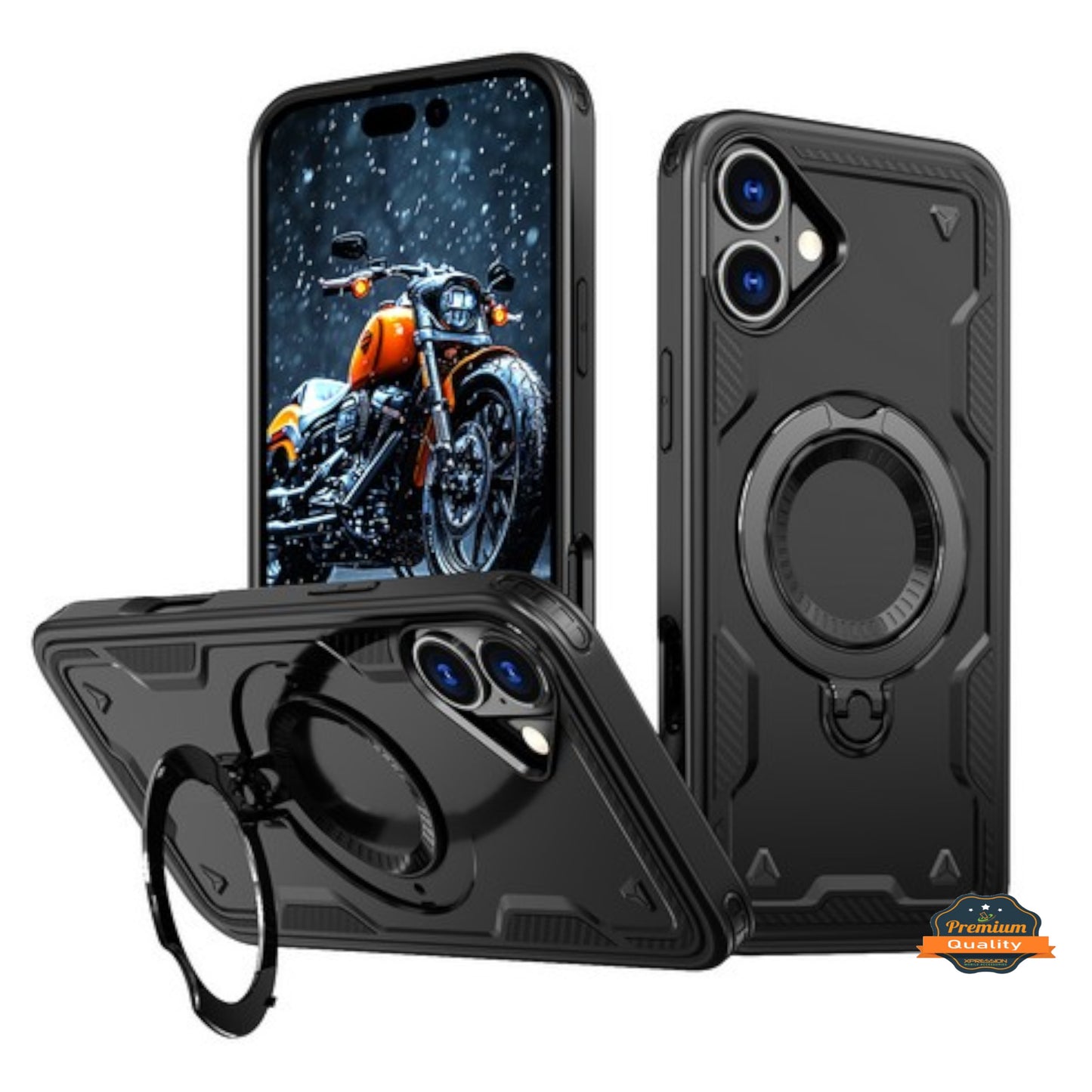 For Apple iPhone 16 Pro (6.3") Ring Holder Case, Military-Grade Shockproof Protective Cover with Magnetic Kickstand [Compatible with Magsafe] Case Cover