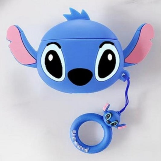 For Apple AirPods 4 Hybrid Cute 3D Fun Design Silicone Skin Cartoon Characters with Keychain Buckle Holder Rubber TPU Soft Cover Case Cover Stitch