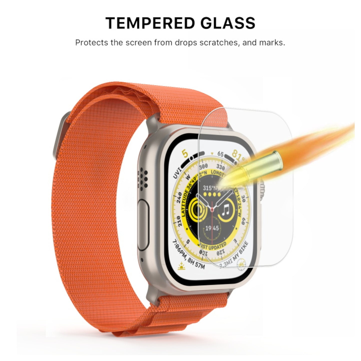 For Apple Watch Size 42/44/45mm Ultra 49mm Tempered Glass Screen Protector Premium HD Clear, Case Friendly, 9H Hardness, 3D Touch Accuracy, Anti-Bubble Film Glass Case Cover Clear