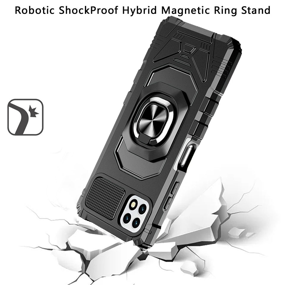 For Apple iPhone 16 Plus (6.7") Hybrid Dual Layer with Rotate Magnetic Ring Stand Holder Kickstand, Rugged Shockproof Case Cover