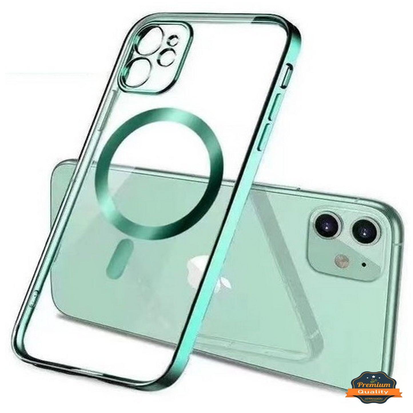 For Apple iPhone 15 (6.1") Magnetic Hybrid Clear with Plating Chrome Frame & Camera Protection Compatible with Magsafe  Phone Case Cover