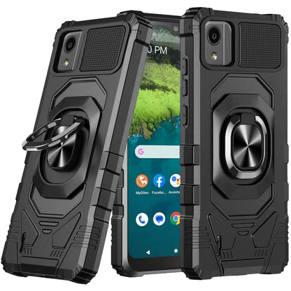 For Cricket Outlast 5G (2024) Hybrid Dual Layer with 360° Rotate Magnetic Ring Stand Holder Kickstand TPU Rugged PC Shockproof Case Cover