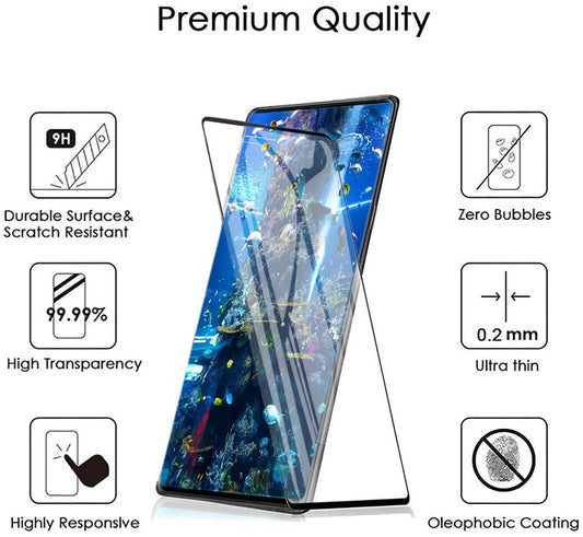 For Samsung Galaxy S22 Plus Tempered Glass Screen Protector Designed Fingerprint Unlocking 3D Curved Edge Glass Full coverage Protector Clear Black