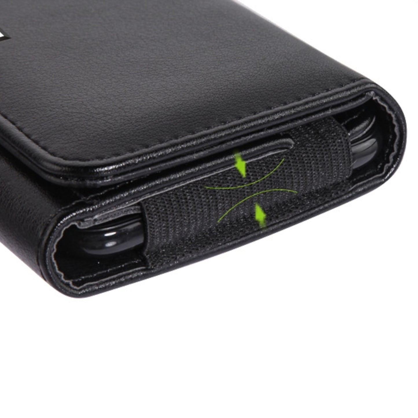 For Apple iPhone 16 Plus (6.7") Universal PU Leather Horizontal Phone Pouch Holder Carrying Case With Fixed Belt Clip Holder, Magnetic Closure [Black]