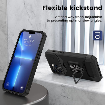 For Apple iPhone 15 Pro Max (6.7") Wallet Designed with Camera Protection, Card Slot & Ring Stand Magnetic Car Mount  Phone Case Cover