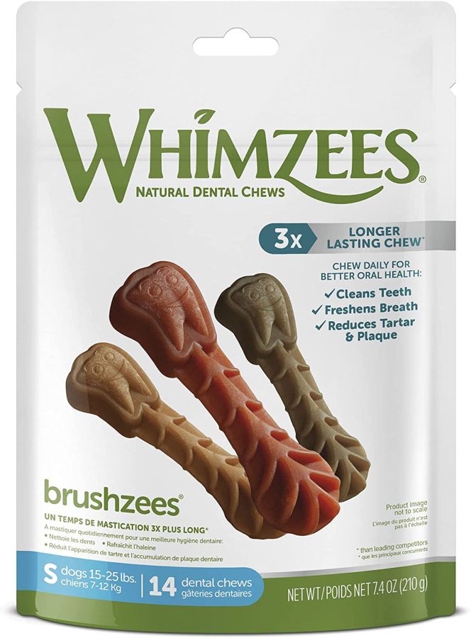 Whimzees Brushzees Dental Treats Small [Treats Packaged for Dog] 7.4 oz