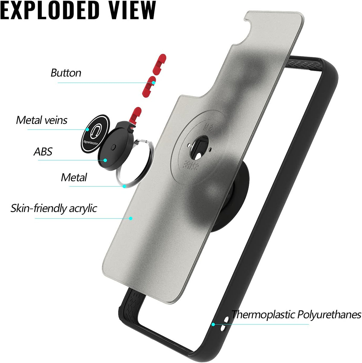 For Samsung Galaxy A16 5G Matte Clear Hybrid Cases with Magnetic Stand [Rotate Ring Holder] Hard Shockproof Protective Case Cover