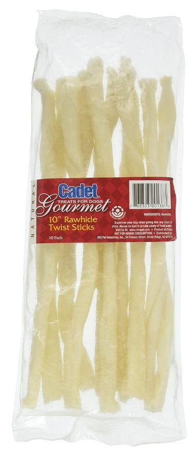 Cadet Premium Grade Beef Hide Twist Sticks 10 Inch [Dog Supplies] 10 count