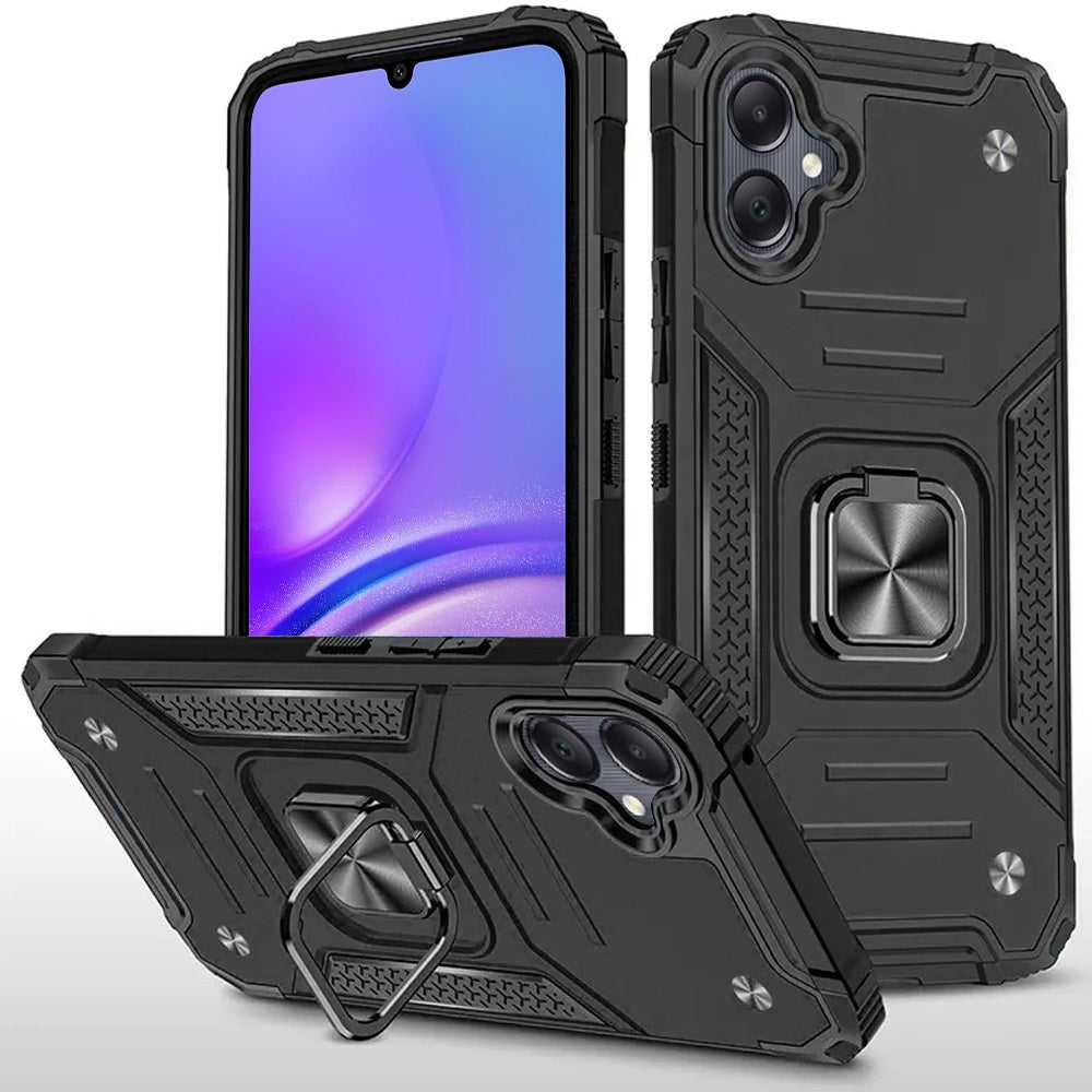 For Samsung Galaxy A06 Armor Hybrid with Ring Holder Kickstand Shockproof Heavy-Duty Durable Rugged TPU Dual Layer Case Cover