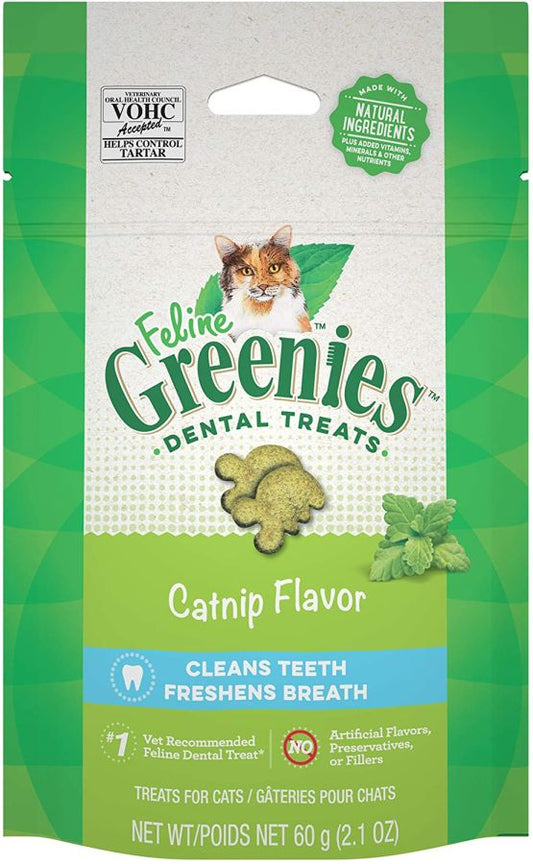 Greenies Feline Natural Dental Treats Catnip Flavor [Cat Treats for Cat] 2.1 oz