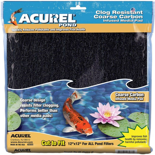 Acurel Coarse Carbon Infused Media Pad - Pond [Filter Media for Pond] For 12" Long x 12" Wide Pond Filters