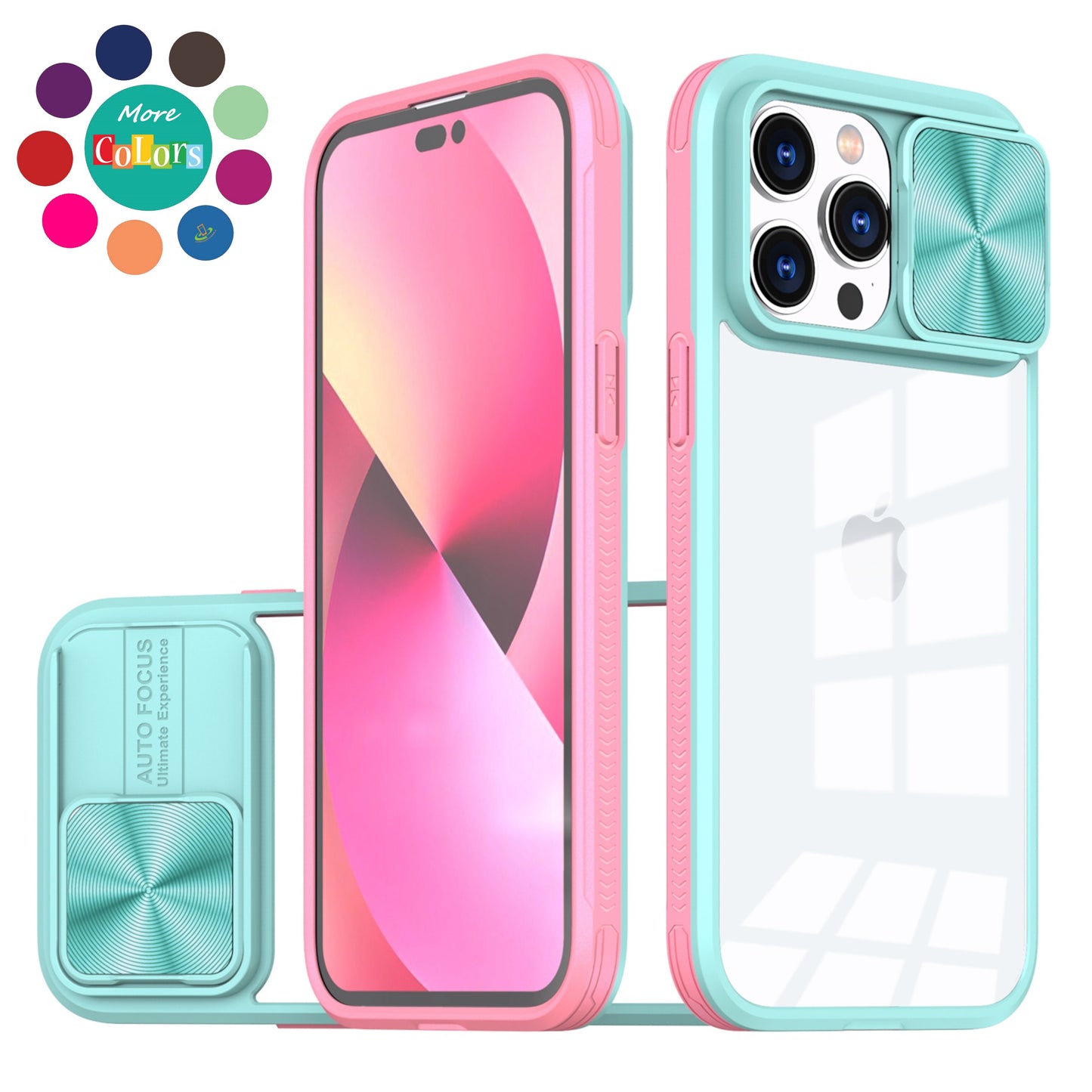 For Apple iPhone 16 Pro Max (6.9") Hybrid Cases with Sliding Camera Cover Transparent Shockproof Bumper TPU Protective Case Cover