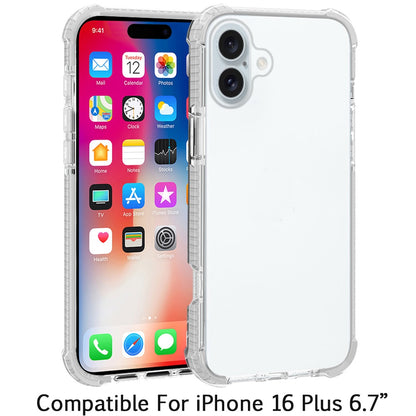 Apple iPhone 16 Plus (6.7") Hybrid Transparent Acrylic Rubber Gummy Gel Hard PC Silicone TPU Color Bumper Frame