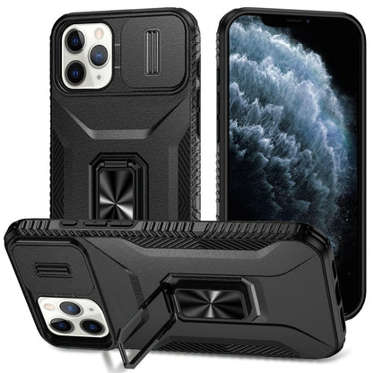 For Apple iPhone 11 Pro Max Camera Cover Phone Case with Magnetic Rotation Ring Stand [Military Grade] Hybrid Hard TPU Shockproof Case Cover Black