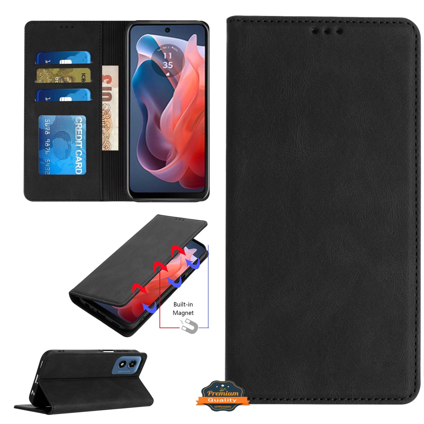 For Samsung Galaxy A16 5G Wallet Pouch with Credit Card Holder Flip Card Slots, Kickstand and Magnetic Closure PU Vegan Leather Case Cover