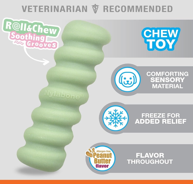 Nylabone Puppy Sensory Material Roll and Chew Stick Peanut Butter Flavor [Dog Supplies] 1 count