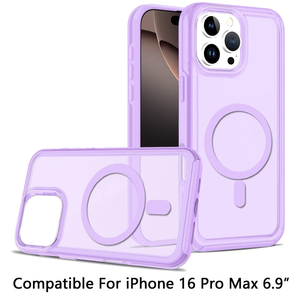 For Apple iPhone 16 Pro Max (6.9") Strong MagSafe Compatible Shockproof Hybrid Glossy Oil Protective Slim Hard Dual Layer TPU + PC Case Cover