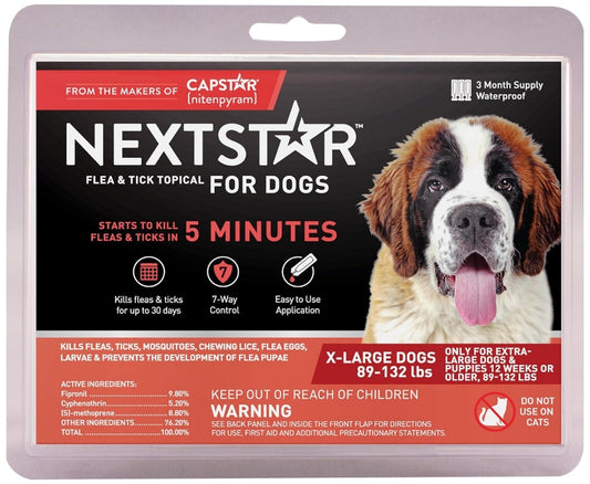 NextStar Flea and Tick Topical Treatment for X Large Dogs 89-132 Pounds [Dog Supplies] 3 count