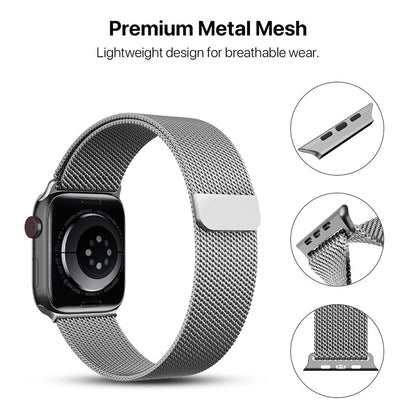 echelon Ironclad Stainless Steel Loop for Apple Watch Series 9 41mm/Watch Series 10 42mm / Watch SE (2022) 40mm - Silver, Apple Watch Accessories