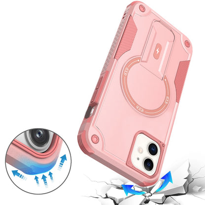 For Apple iPhone 12 / 12 Pro Case with Invisible Kickstand Compatible with MagSafe, Military-Grade Protection Shockproof Heavy Duty Case Cover Pink