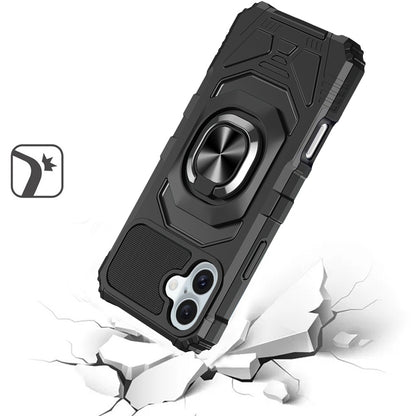 For Apple iPhone 16 Plus (6.7") Hybrid Dual Layer with Rotate Magnetic Ring Stand Holder Kickstand, Rugged Shockproof Case Cover