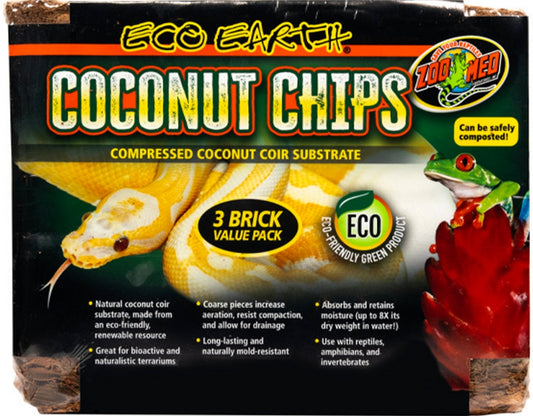 Zoo Med Eco Earth Coconut Chips Brick [Reptile Supplies] 3 count