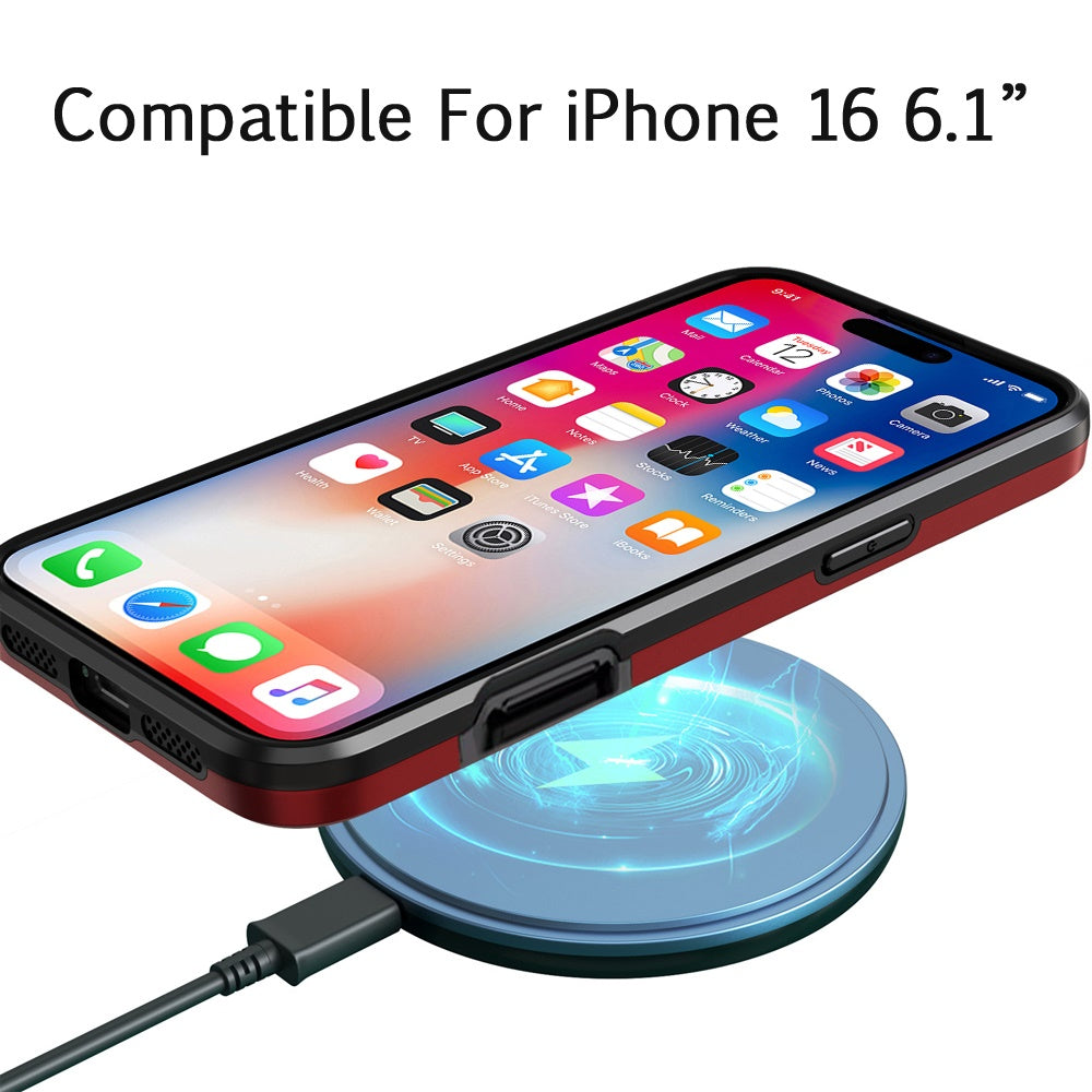 For Apple iPhone 16 Plus (6.7") Foldable Kickstand Camera Protector 2in1 Hybrid MagSafe Compatible Bumper Magnetic Case Cover