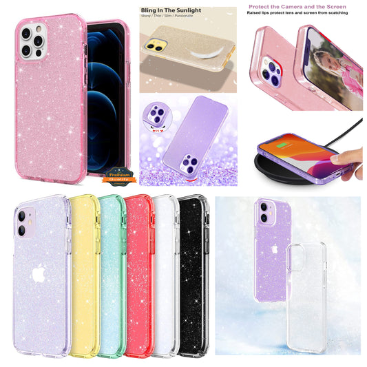 For Samsung Galaxy A16 5G Glitter Sparkle Bling Shiny Thin Slim PC Hybrid Shockproof Rubber Silicone Soft TPU Gel Protective Case Cover